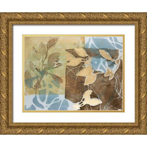 Embellished Leaf Inclusion II Gold Ornate Wood Framed Art Print with Double Matting by Goldberger, Jennifer