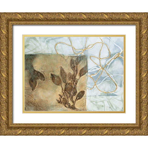 Embellished Leaf Inclusion V Gold Ornate Wood Framed Art Print with Double Matting by Goldberger, Jennifer