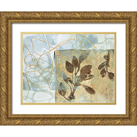 Embellished Leaf Inclusion VI Gold Ornate Wood Framed Art Print with Double Matting by Goldberger, Jennifer