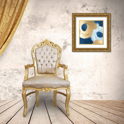 Blue And Gold Revolution II Gold Ornate Wood Framed Art Print with Double Matting by Meagher, Megan