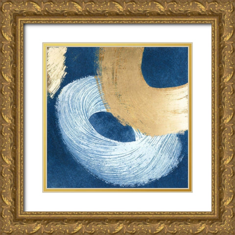 Blue And Gold Revolution IV Gold Ornate Wood Framed Art Print with Double Matting by Meagher, Megan