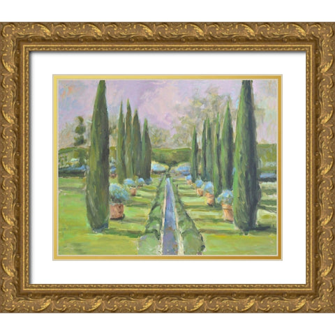 Garden Path Gold Ornate Wood Framed Art Print with Double Matting by Stevens, Allayn