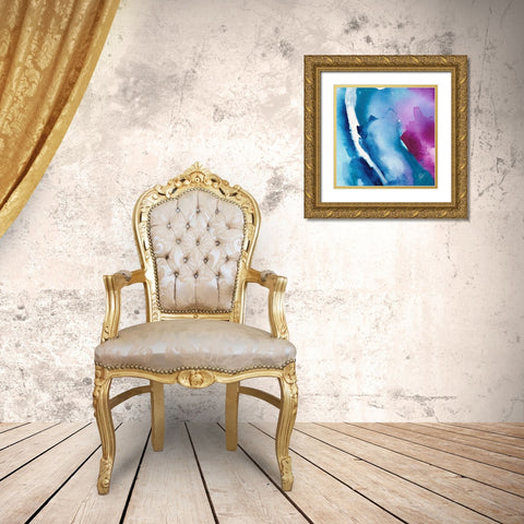 Misty Flowers I Gold Ornate Wood Framed Art Print with Double Matting by Combs, Joyce