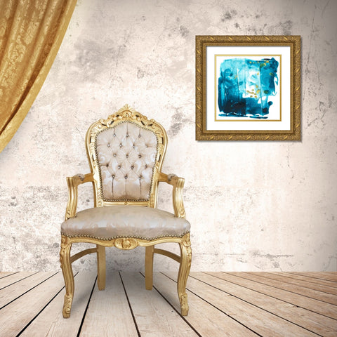 Turquoise Tidbits Gold Ornate Wood Framed Art Print with Double Matting by Combs, Joyce