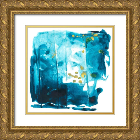 Turquoise Tidbits Gold Ornate Wood Framed Art Print with Double Matting by Combs, Joyce