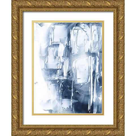 Blue Balloons II Gold Ornate Wood Framed Art Print with Double Matting by Harper, Ethan