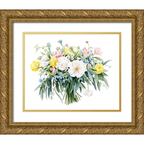 Ashtons Bouquet Gold Ornate Wood Framed Art Print with Double Matting by Popp, Grace