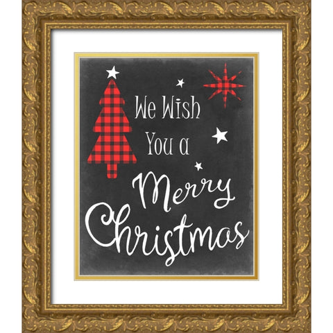 We Wish in Red Gold Ornate Wood Framed Art Print with Double Matting by Chandler, Sharon