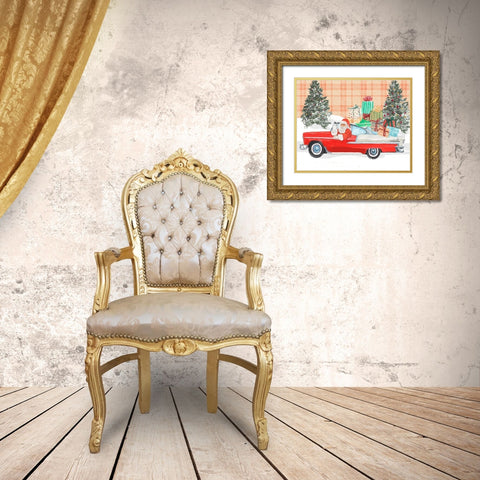 Santa on Wheels II Gold Ornate Wood Framed Art Print with Double Matting by Warren, Annie