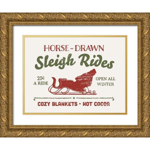 Christmas Farm Sign III Gold Ornate Wood Framed Art Print with Double Matting by Barnes, Victoria