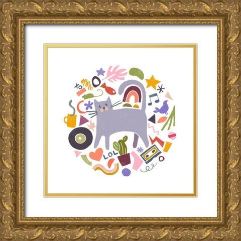 Cool Cats I Gold Ornate Wood Framed Art Print with Double Matting by Vess, June Erica