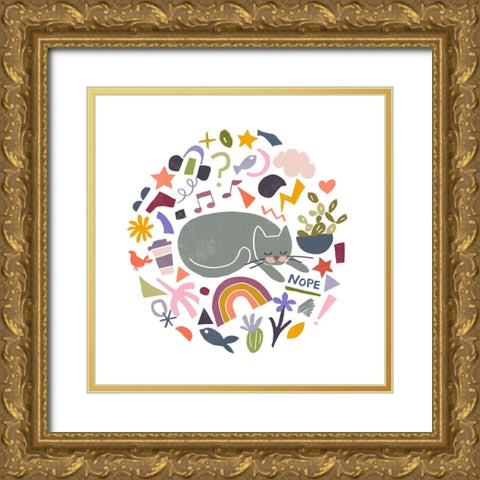 Cool Cats II Gold Ornate Wood Framed Art Print with Double Matting by Vess, June Erica