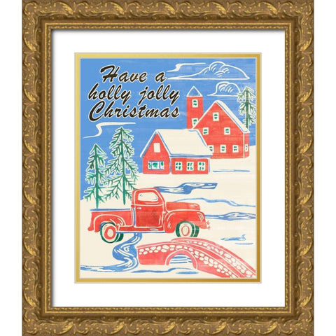 Home for Christmas II Gold Ornate Wood Framed Art Print with Double Matting by Wang, Melissa
