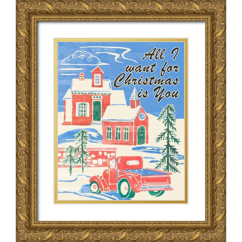 Home for Christmas III Gold Ornate Wood Framed Art Print with Double Matting by Wang, Melissa