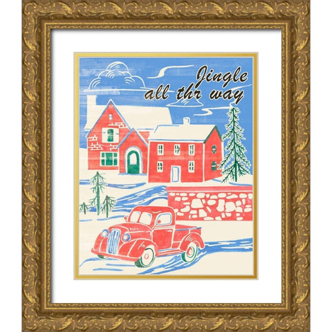 Home for Christmas VI Gold Ornate Wood Framed Art Print with Double Matting by Wang, Melissa