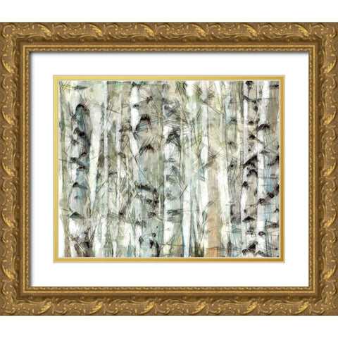 Birch Bunch I Gold Ornate Wood Framed Art Print with Double Matting by Saunders, Alonzo