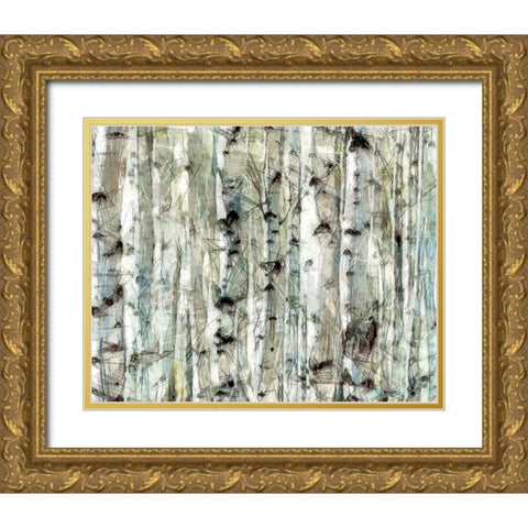 Birch Bunch II Gold Ornate Wood Framed Art Print with Double Matting by Saunders, Alonzo