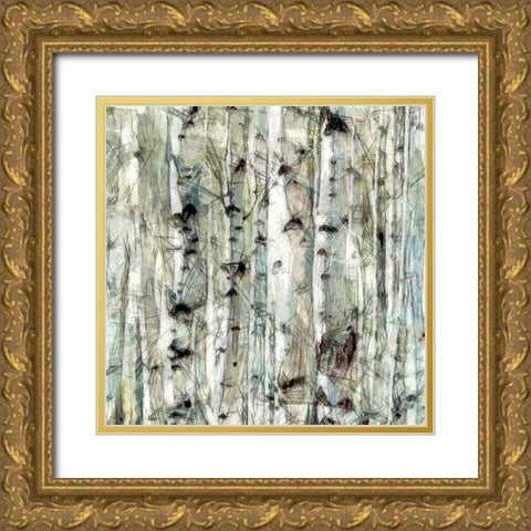 Birch Bunch IV Gold Ornate Wood Framed Art Print with Double Matting by Saunders, Alonzo