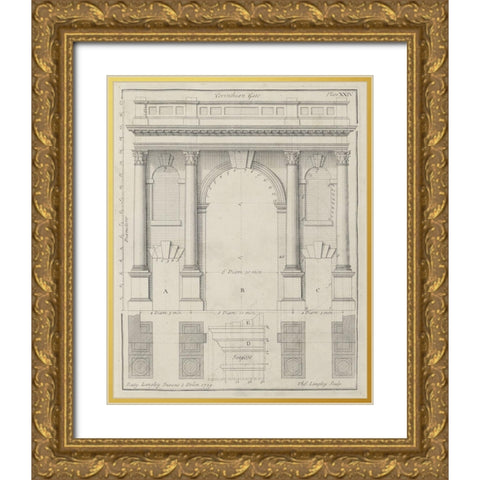 Corinthian Gate Gold Ornate Wood Framed Art Print with Double Matting by Langley