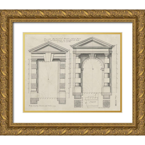 Tuscan Rusticated Doors Gold Ornate Wood Framed Art Print with Double Matting by Langley