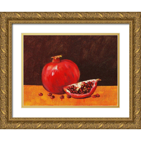Pomegranate Still Life I Gold Ornate Wood Framed Art Print with Double Matting by OToole, Tim
