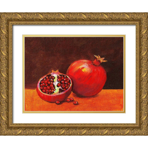 Pomegranate Still Life II Gold Ornate Wood Framed Art Print with Double Matting by OToole, Tim