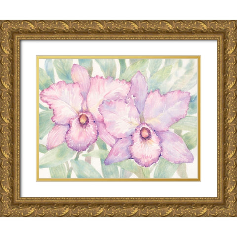 Tropical Orchid Watercolor I Gold Ornate Wood Framed Art Print with Double Matting by OToole, Tim