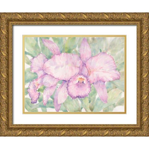 Tropical Orchid Watercolor II Gold Ornate Wood Framed Art Print with Double Matting by OToole, Tim