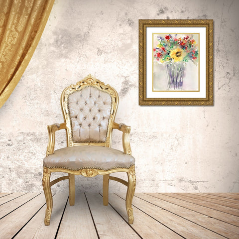 Custom Fancy that Bouquet II Gold Ornate Wood Framed Art Print with Double Matting by Dixon, Samuel