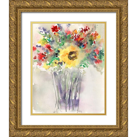 Custom Fancy that Bouquet II Gold Ornate Wood Framed Art Print with Double Matting by Dixon, Samuel