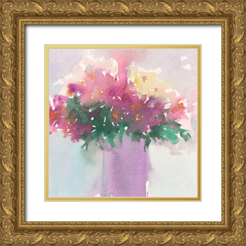 Floral Gathering II Gold Ornate Wood Framed Art Print with Double Matting by Dixon, Samuel