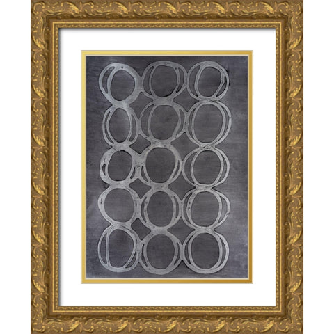 Concentric Metallic in Silver Gold Ornate Wood Framed Art Print with Double Matting by Willett, Michael