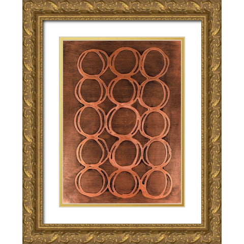 Concentric Metallic in Copper Gold Ornate Wood Framed Art Print with Double Matting by Willett, Michael