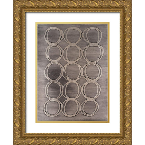 Concentric Metallic in Aged Silver Gold Ornate Wood Framed Art Print with Double Matting by Willett, Michael