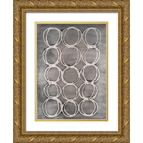 Concentric Metallic in Pearl White Gold Ornate Wood Framed Art Print with Double Matting by Willett, Michael