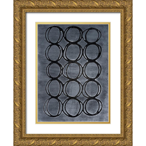Concentric Metallic in Black Pearl Gold Ornate Wood Framed Art Print with Double Matting by Willett, Michael
