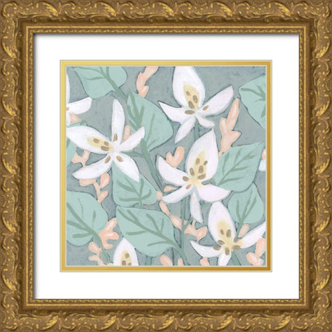 Pastel Garden Fresco I Gold Ornate Wood Framed Art Print with Double Matting by Vess, June Erica