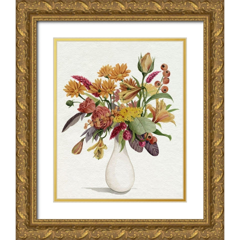 End of Season Bouquet I Gold Ornate Wood Framed Art Print with Double Matting by Popp, Grace