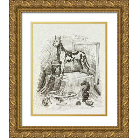 A Gentleman VI Gold Ornate Wood Framed Art Print with Double Matting by Wang, Melissa