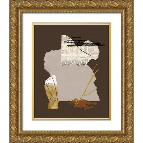 Paper Collage I Gold Ornate Wood Framed Art Print with Double Matting by Wang, Melissa