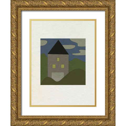 Mountain Houses II Gold Ornate Wood Framed Art Print with Double Matting by Wang, Melissa