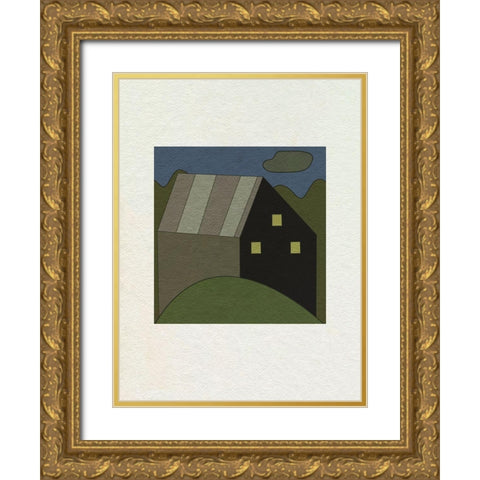 Mountain Houses V Gold Ornate Wood Framed Art Print with Double Matting by Wang, Melissa