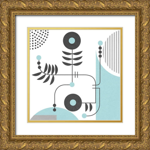 Disco I Gold Ornate Wood Framed Art Print with Double Matting by Wang, Melissa