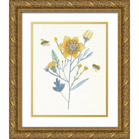 Honey Bees II Gold Ornate Wood Framed Art Print with Double Matting by Wang, Melissa