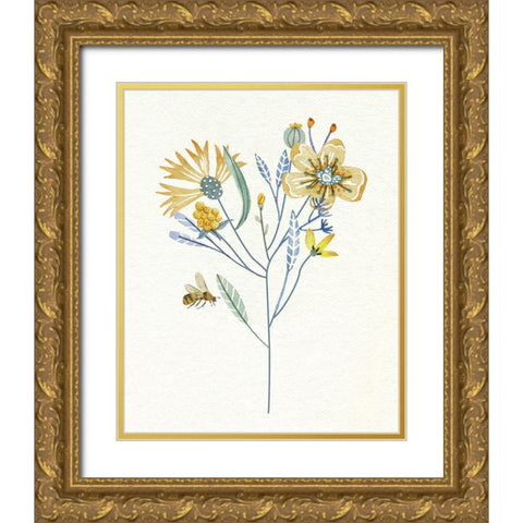 Honey Bees V Gold Ornate Wood Framed Art Print with Double Matting by Wang, Melissa