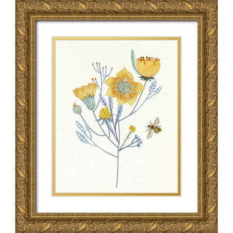 Honey Bees VI Gold Ornate Wood Framed Art Print with Double Matting by Wang, Melissa