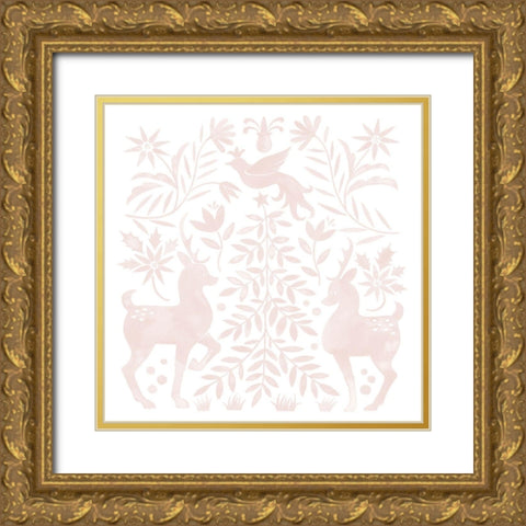 Otomi Inspired Christmas II Gold Ornate Wood Framed Art Print with Double Matting by Popp, Grace