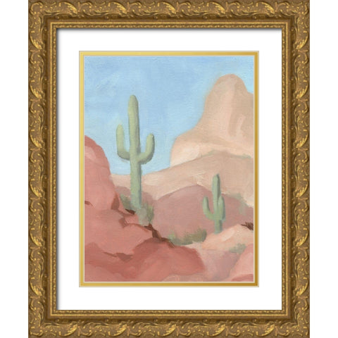 Sunny Saguaro IV Gold Ornate Wood Framed Art Print with Double Matting by Green, Jacob