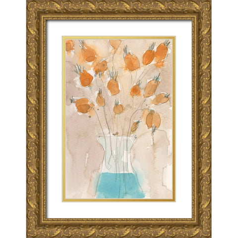 Poppy Vase I Gold Ornate Wood Framed Art Print with Double Matting by Dixon, Samuel