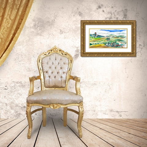 Vibrant Tuscan Landscape I Gold Ornate Wood Framed Art Print with Double Matting by Wang, Melissa